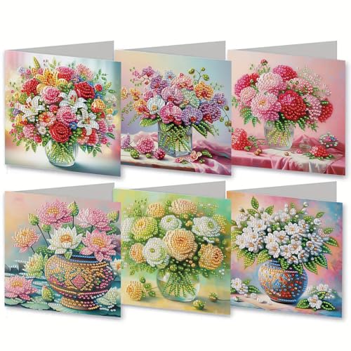 6Pcs DIY 5D Diamond Painting Grußkarte, Diamant Malerei Karten Geburtstag Karte Weihnachtskarte, Diamant Painting Geschenkkarte Geschenk (16) von Demiawaking