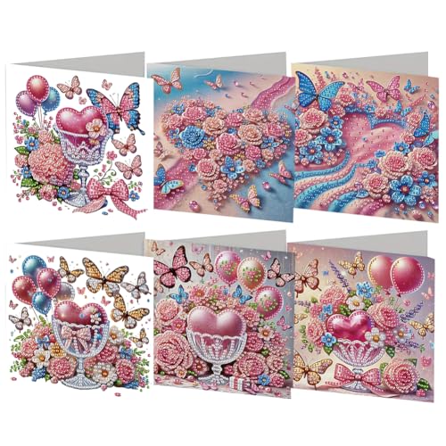 6Pcs DIY 5D Diamond Painting Grußkarte, Diamant Malerei Karten Geburtstag Karte Weihnachtskarte, Diamant Painting Geschenkkarte Geschenk (17) von Demiawaking