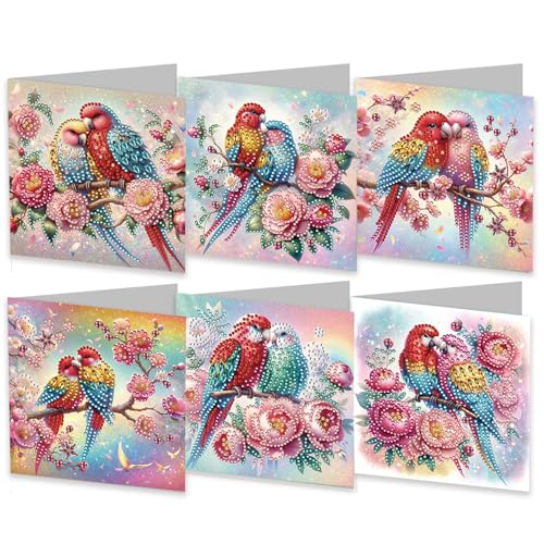 6Pcs DIY 5D Diamond Painting Grußkarte, Diamant Malerei Karten Geburtstag Karte Weihnachtskarte, Diamant Painting Geschenkkarte Geschenk (T) von Demiawaking