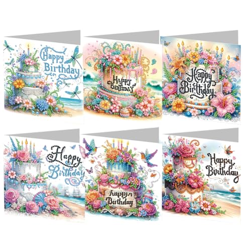 6Pcs DIY 5D Diamond Painting Grußkarte, Diamant Malerei Karten Geburtstag Karte Weihnachtskarte, Diamant Painting Geschenkkarte Geschenk (V) von Demiawaking