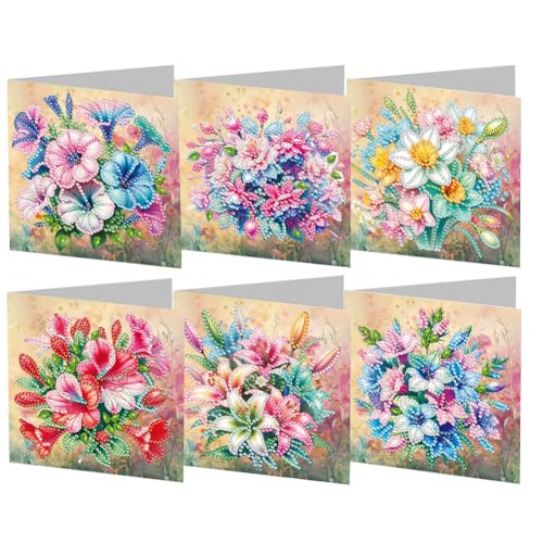 6Pcs DIY 5D Diamond Painting Grußkarte, Diamant Malerei Karten Geburtstag Karte Weihnachtskarte, Diamant Painting Geschenkkarte Geschenk (Z) von Demiawaking