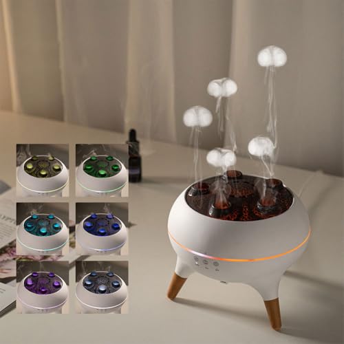 Aroma Diffuser mit LED Dynamischer Quallen, Quallen Luftbefeuchter Luftdiffusor Duftöle für Ätherische Öle, 7 Farben LED Licht, 2 Timing 2 Modi, Wasserlose Abschaltautomatik (A) von Demiawaking