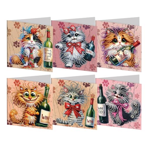 DIY 5D Diamond Painting Grußkarte mit Umschlag, 5D Diamant Malerei Weihnachten Karten Geburtstag Karte Weihnachtskarte Diamant Painting Geschenkkarte Weihnachtsdeko (6Pcs 04) von Demiawaking