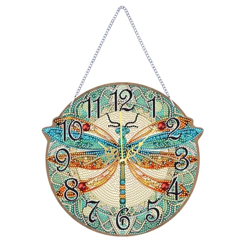 DIY 5D Diamond Painting Wanduhr, Diamant Malerei Uhr Anhänger Stickerei Kreuzstich Mosaik, Diamant Painting Wand Uhr mit Kette Malen nach Zahlen Schlafzimmer Wohnzimmer Deko (H) von Demiawaking