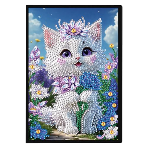 DIY Diamond Painting Notizbuch Tiere Kit, Diamant Malerei Buchen 50 Seiten A5 Skizzenbuch Tagebuch Strass Handwerk Kinder Studenten Geschenk (01) von Demiawaking