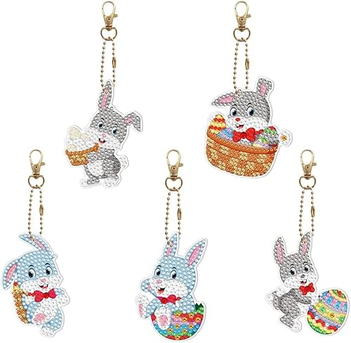 DIY Diamond Painting Ostern Deko Schlüsselanhänger Ostereier Kits Stkickerei Diamant Malerei Schlüsselring Mosaik Osterdeko Anhänger Osterhase Geschenke (24) von Demiawaking