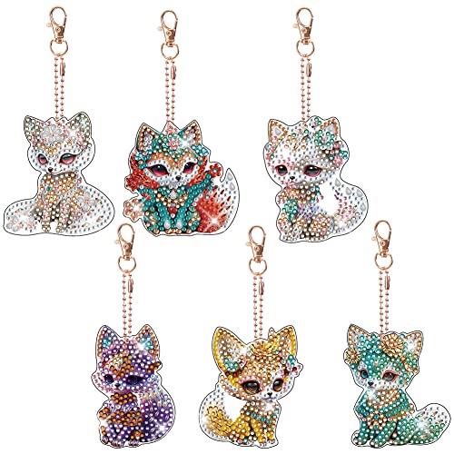 DIY Diamond Painting Schlüsselanhänger Fuchs Kits Stkickerei Diamant Malerei Schlüsselring Mosaik Deko Anhänger Geschenke (Fuchs) von Demiawaking