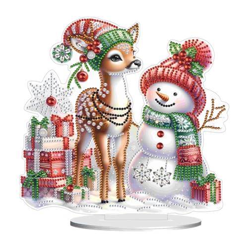 DIY Diamond Painting Schneemann Deko, Acryl Diamant Malerei Tischdeko Weihnachtsdeko Ornamente, Diamant Painting Kinder Erwachsene Geschenke (D) von Demiawaking