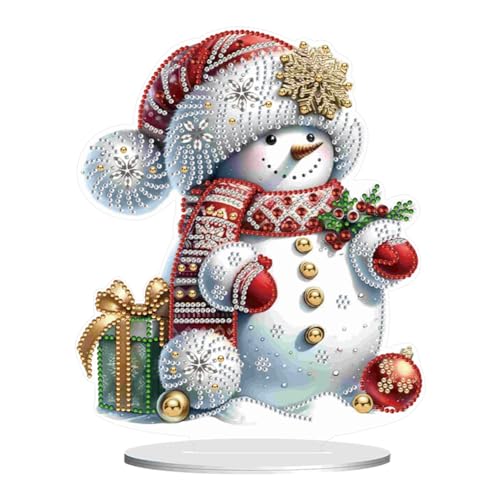 DIY Diamond Painting Schneemann Deko, Acryl Diamant Malerei Tischdeko Weihnachtsdeko Ornamente, Diamant Painting Kinder Erwachsene Geschenke (F) von Demiawaking