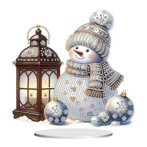 DIY Diamond Painting Schneemann Deko, Acryl Diamant Malerei Tischdeko Weihnachtsdeko Ornamente, Diamant Painting Kinder Erwachsene Geschenke (H) von Demiawaking