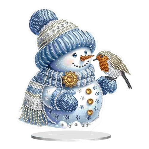 DIY Diamond Painting Schneemann Deko, Acryl Diamant Malerei Tischdeko Weihnachtsdeko Ornamente, Diamant Painting Kinder Erwachsene Geschenke (J) von Demiawaking