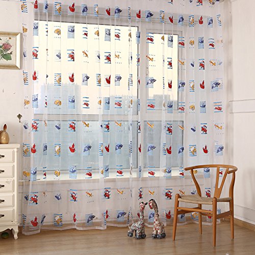 Demiawaking Kinder Auto Muster Voile Panel Sheer Tür Zimmer Vorhang Fenster Vorhänge von Demiawaking