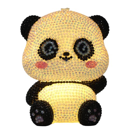 Diamond Painting Nachtlicht Tischdeko, Diamant Malerei Nachttischlampe Tischlampe LED Deko, DIY 5D Diamant Painting Lampe für Kinder Geburtstag Geschenke (Panda) von Demiawaking