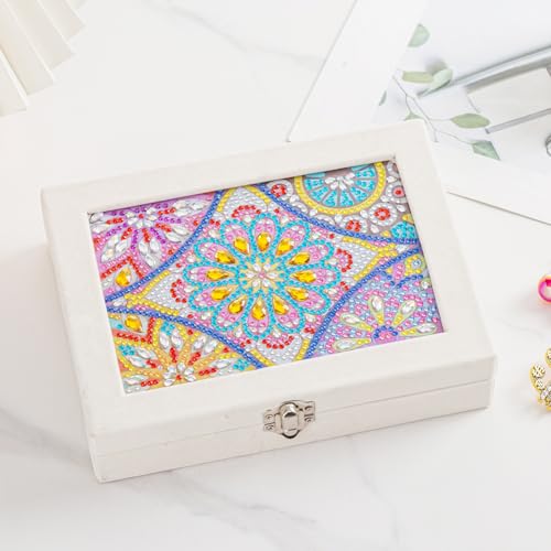 Diamond Painting Schmuckkästchen Schmuck Aufbewahrungsbox DIY Diamant Malerei Schmuckaufbewahrung Organizer Box für Halsketten, Ohrringe, Ringe (A) von Demiawaking