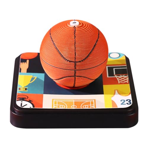 3D Notizblock, Tischkalender 2025 mit LED und Stifthalter, 3D Kalender, 3D Notizblock Basketball-Wochenkalender Tagesabreißkalender, Schreibtisch Deko (Basketball Ohne LED) von Demiawaking