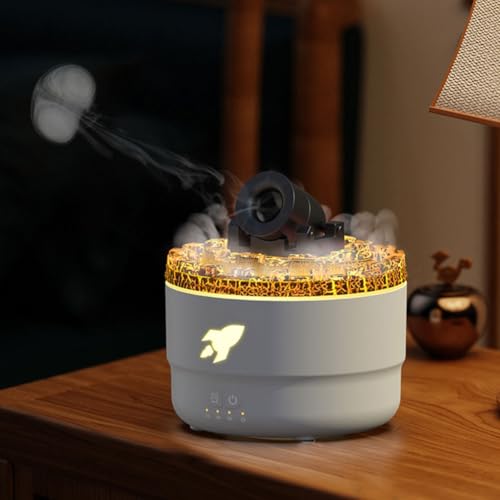 Aroma Diffuser mit LED Kanonen, Cannon Luftbefeuchter Luftdiffusor Duftöle für Ätherische Öle, 7 Farben LED Licht, 3 Timing, 280ML Diffusor, Wasserlose Abschaltautomatik (Weiss) von Demiawaking