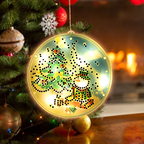 Weihnachten LED Deko DIY Diamond Painting Lampe Weihnachtsdeko Kit Weihnachtsbaumschmuck Strass Zeichnung Deko Lampe Handwerk Ornament (01) von Demiawaking