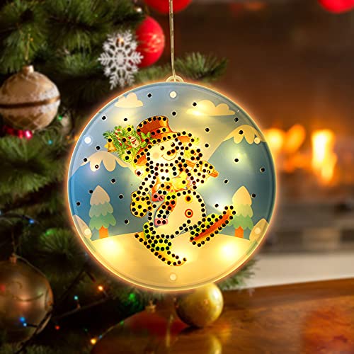 Weihnachten LED Deko DIY Diamond Painting Lampe Weihnachtsdeko Kit Weihnachtsbaumschmuck Strass Zeichnung Deko Lampe Handwerk Ornament (02) von Demiawaking