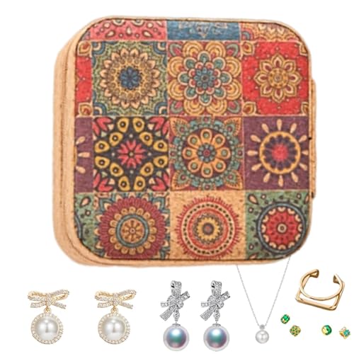 Demsyeq Schmuckschatullen für Damen, Retro-Schmuckschatulle, Reise-Aufbewahrungsbox, Stoff-Schmuck-Organizer, kreatives Reisezubehör für Ringe und Schmuck von Demsyeq