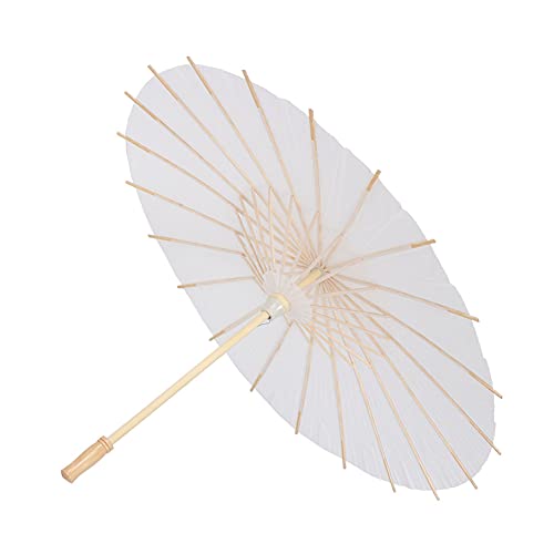 Denash Weißer Chinesischer Klassischer Papier Regenschirm, DIY Regenschirm für Hochzeitsdekorationen & Bühne, 59 cm Durchmesser von Denash