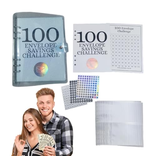 Deojtga Geldspar-Challenge mit 100 Umschlägen, Challenge-Ordner mit 100 Umschlägen | Sparbuch mit Geldumschlägen,100 Umschläge Geldspar-Challenge, Spar-Challenge-Buch, Budgetordner, Geld-Organizer von Deojtga