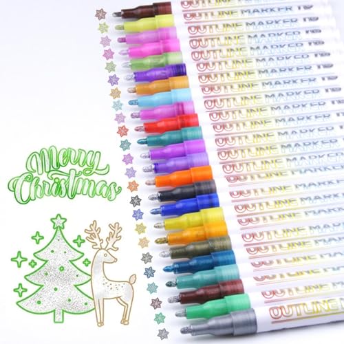 Deojtga Glitzer-Marker, 24 Farben, Bastelstifte für Briefschreiben, Grußkarten, Scrapbooking, Basteln, Poster und Notizen von Deojtga