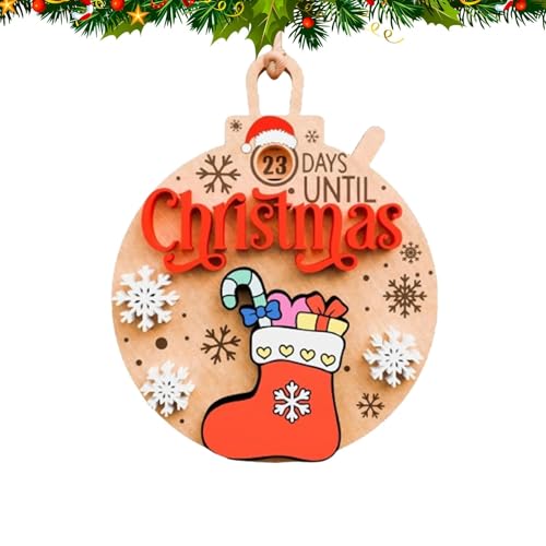 Deojtga Weihnachts-Countdown-Ornamente,Countdown-Weihnachtsbaumschmuck - 25-Tage-Weihnachtsbaum-Rotationsornamente aus Holz | Weihnachtsmann-Weihnachtsbaumschmuck für Teenager, Frauen von Deojtga