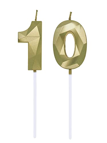 Geburtstagskerzen Zahlen 0 und 1, 1. Geburtstag Zahl Kerzen Geburtstagskerzen Cake Topper 10. Geburtstag Kuchendeko Kuchen Dekoration, für Hochzeit Party Hochzeit Jahrestag Feier Gold von Deolven