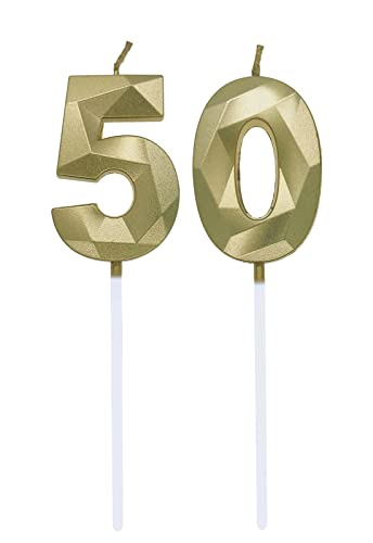 Geburtstagskerzen Zahlen 0 und 5, 5. Geburtstag Zahl Kerzen Geburtstagskerzen Cake Topper 50. Geburtstag Kuchendeko Kuchen Dekoration, für Hochzeit Party Hochzeit Jahrestag Feier Gold von Deolven