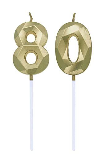 Geburtstagskerzen Zahlen 0 und 8, 8. Geburtstag Zahl Kerzen Geburtstagskerzen Cake Topper 80. Geburtstag Kuchendeko Kuchen Dekoration, für Hochzeit Party Hochzeit Jahrestag Feier Gold von Deolven