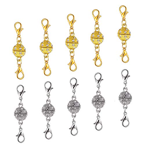 Magnetverschluss,Magnetische Schmuck Verschlüsse 10 Stück Magnet Karabinerverschluss Schmuckverschlüsse Schmuck Extender für Halskette Armband, Gold und Silber von Deolven