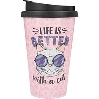 DEPESCHE Kaffeebecher To-Go Life is better with a Cat rosa 0,35 l von Depesche