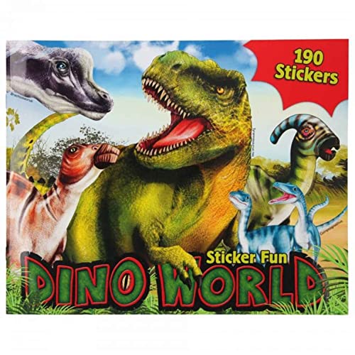 Depesche 11160 Dino World - Sticker-Album "Stickerfun", Sticker-Heft mit coolen Dinosaurier Motiven und 190 Aufklebern, ca. 30 x 24 x 0,5 cm von Depesche