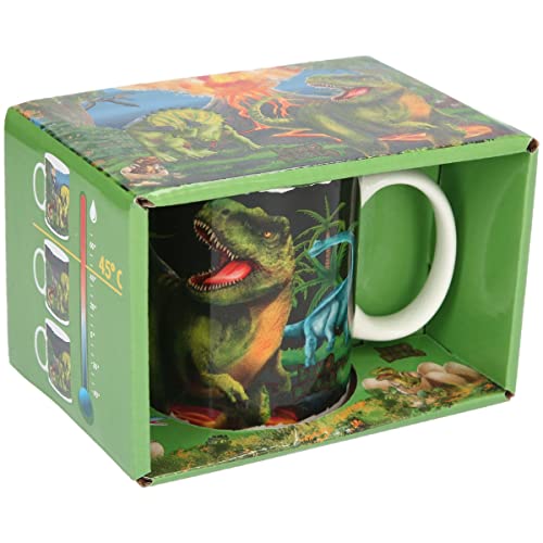 Depesche 12119 Dino World - Magic Tasse in Weiß mit Temperatureffekt und Dinosaurier-Motiven, Trinkbecher mit Henkel aus Porzellan, Füllmenge ca. 320 ml von Depesche