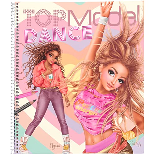 Depesche 12227 TOPModel Dance - Malbuch mit 30 Seiten zum Gestalten von Model-Motiven und Outfits, Malheft mit Stickerbogen, Schablonen uvm, Kinder ab 6 Jahren von Depesche