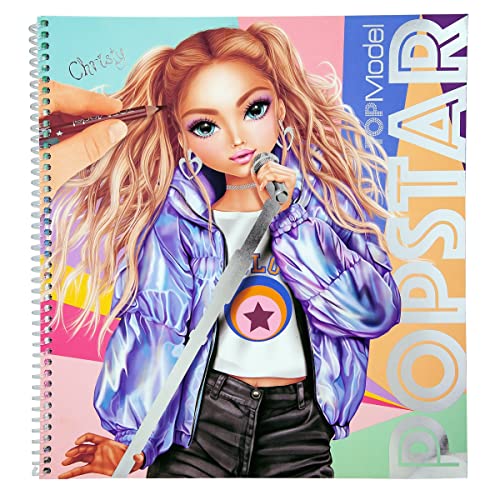 Depesche 12228 TOPModel Popstar - Malbuch mit 60 Seiten zum Gestalten von Model-Motiven und Outfits, Malheft mit Stickerbogen Schablonen uvm. von Depesche