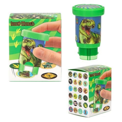 Depesche 13349 Dino World Sticker Stamper - Sticker Set zum Stempeln von Dinosaurier Aufklebern, inkl. Stempel und 160 Sticker von Depesche