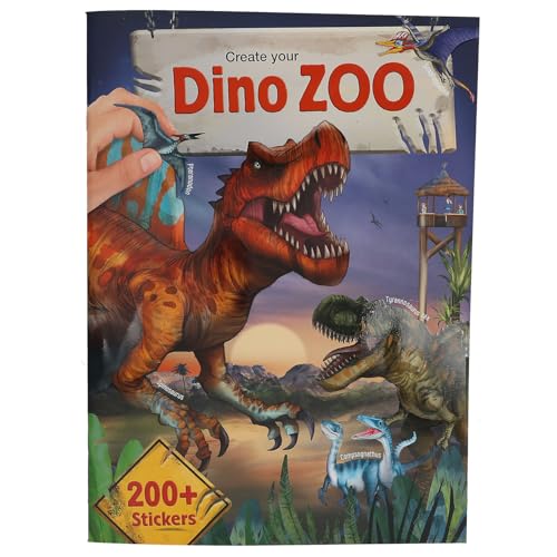 Depesche 13606 Create your Dino Zoo - Stickerbuch mit 24 vorgedruckten Seiten zum Gestalten von Dino Motiven, inkl. über 200 Sticker von Depesche