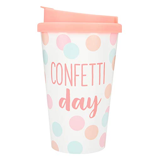 Depesche 2180.008 To-Go Becher aus Kunststoff mit Spruch, 350 ml, wiederverwendbar, Confetti Day von Depesche