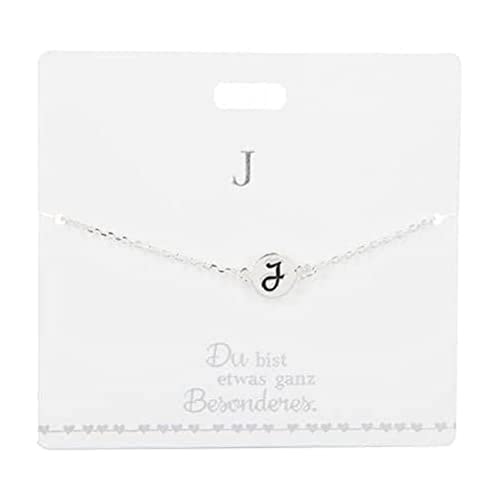 Depesche 4715-010 Armband für Damen mit dem Buchstaben J als Anhänger, versilbert, variabel in der Länge tragbar (15 - 20 cm), ideal als Geschenk für die Partnerin, (beste) Freundin, Ehefrau von Depesche