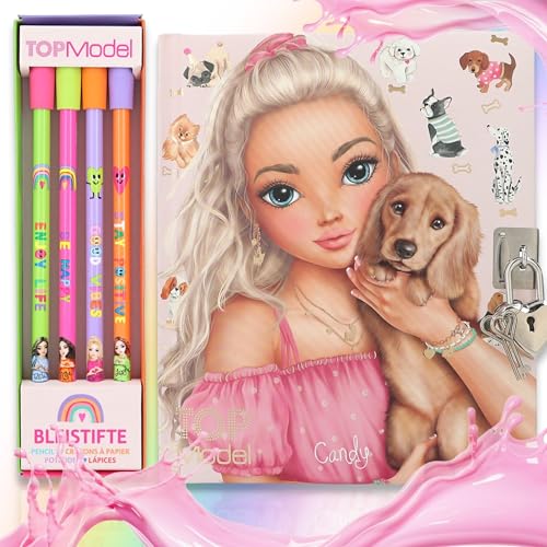 Depesche TOPModel Bleistift-Set SELFLOVE mit Radier-Topper & DOGGY Tagebuch KITTY & DOGGY – Perfekt für kreative Köpfe! von Depesche