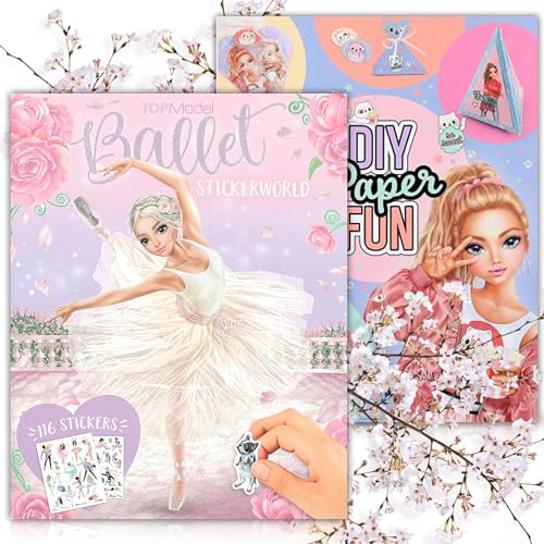 TOPModel Kreativ-Set: DIY Paper Fun Book CUTIE STAR + Stickerworld BALLET – Ultimatives Bastel- und Stickererlebnis für Kinder von Depesche