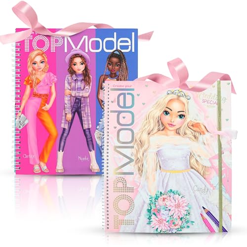 Depesche TOPModel Kreativ-Set: Wedding Special & Mode-Design Malbuch – Zwei inspirierende Kreativbücher für Kinder von Depesche