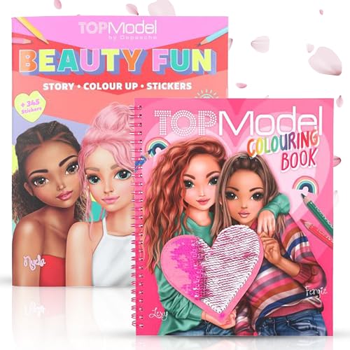 Depesche TOPModel Malbuch mit Pailletten & TOPModel Malbuch Beauty Fun Perfekt für modebegeisterte Kinder von Depesche