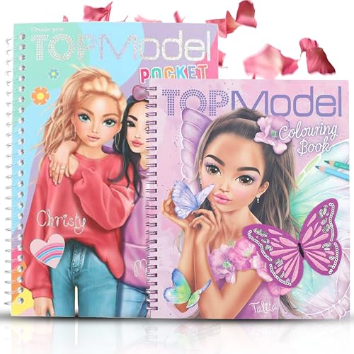 TOPModel Pocket Malbuch + TOPModel Malbuch mit Pailletten FAIRY LOVE – Kreativer Malspaß für kleine Künstler von Depesche