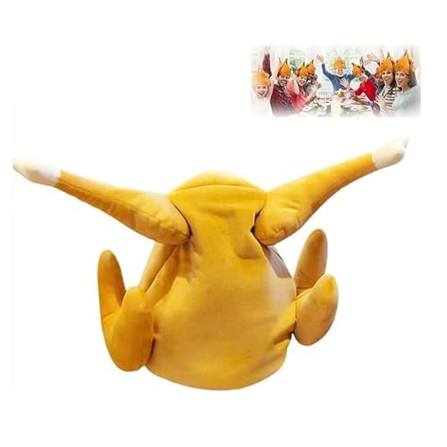 Depploo Thanksgiving Roasted Turkey Hats,Roast Chicken Hat,Truthahnhut Singing Leg Swinging Chicken Hat Christmas Hat Christmas Novelty Gifts Size Adjustable Plush Roasted Chicken Hat (1PC) von Depploo