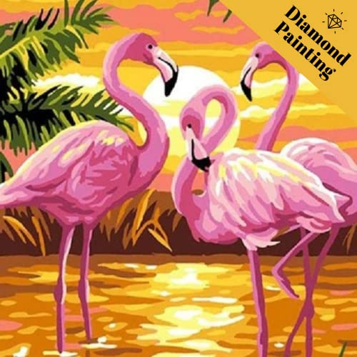 Der Hobby Planet Diamond Painting Flamingo 30x40cm Quadratisch - DIY Diamond Painting Erwachsene, Diamond Painting Kits (MP5) von Der Hobby Planet