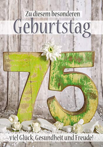 Doppelkarte mit Kuvert Zahlengeburtstag 75. Geburtstag, Ehrentag, Geburtstagskarte von Der-Karten-Shop.de