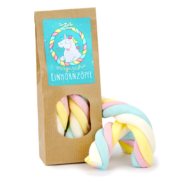 Magische Einhorn-Zöpfe, bunte Marshmallows zum Naschen, 35g von Der Zuckerbäcker GmbH