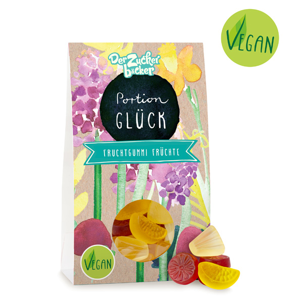 "Portion Glück", vegane Fruchtgummis mit Frucht-Geschmack, 80g von Der Zuckerbäcker GmbH